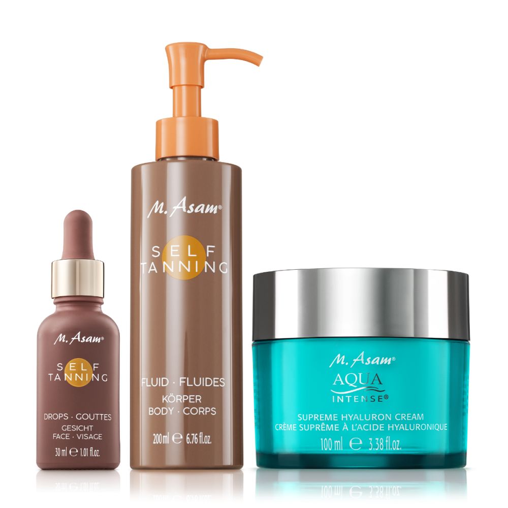 SUN & AQUA INTENSE Set autobronzants visage et corps et crème hydratante 3 produits