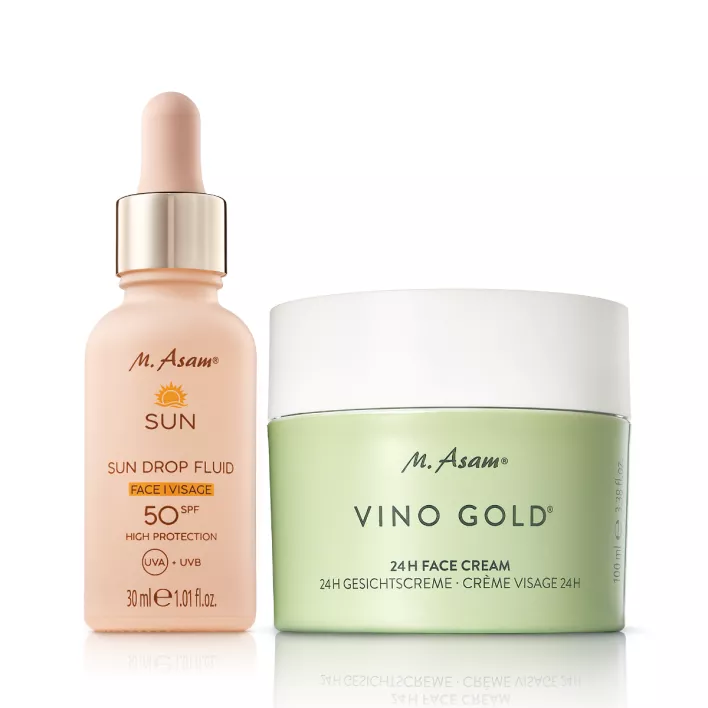 M. Asam SUN & VINO GOLD Set visage protection solaire et anti-âge 2 produits XXL