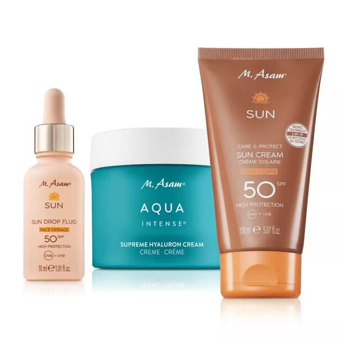 M. Asam AQUA INTENSE & SUN Gesicht & Körper Sonnenpflege-Set 3-teilig