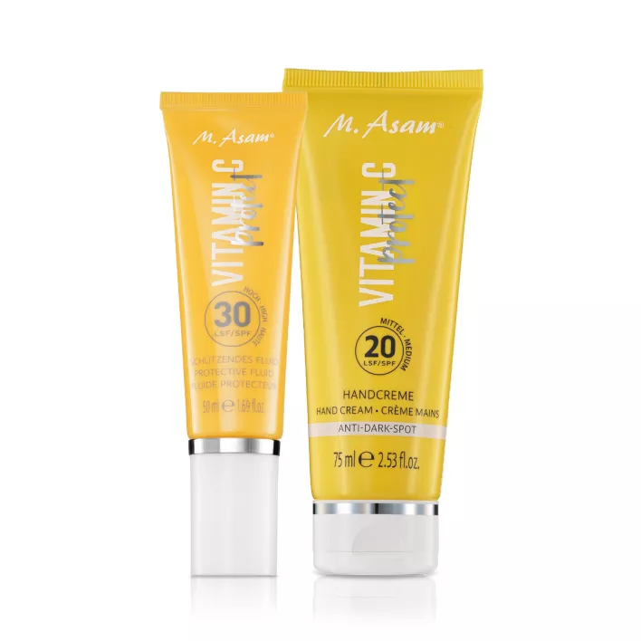 M. Asam VITAMIN C Crème pour les mains protectrice SPF 20 et Fluide de protection SPF 30