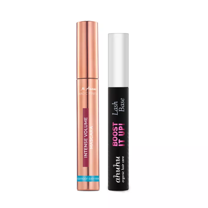 M. Asam ahuhu BOOST IT UP! Lash Base Wimpern-Primer & MAGIC FINISH Intense Volume Mascara Waterproof Easy Remove Deep Black