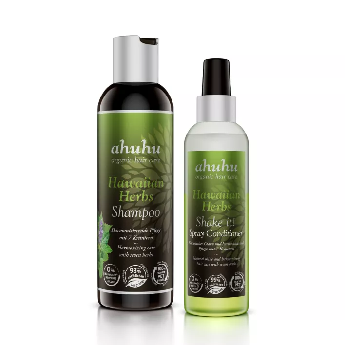 ahuhu HAWAIIAN HERBS 7-Kräutershampoo Shampoo & Shake it! Spray Conditioner Set