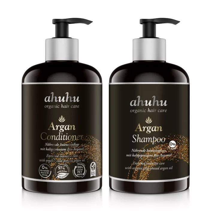 ahuhu ARGAN Set shampoing et après-shampoing format XXL