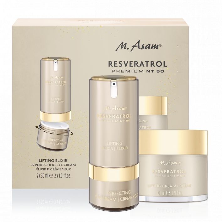 M. Asam RESVERATROL PREMIUM NT50 XXL Lifting Cream, Lifting Elixir & Perfecting Eye Cream Set