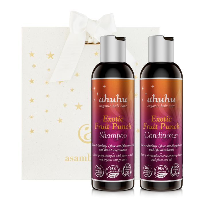 ahuhu EXOTIC FRUIT PUNCH Set shampoing & après-shampoing avec sac cadeau