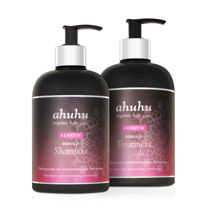 ahuhu REBUILD Set de 2 soins XXL à la kératine: shampoing & après-shampoing