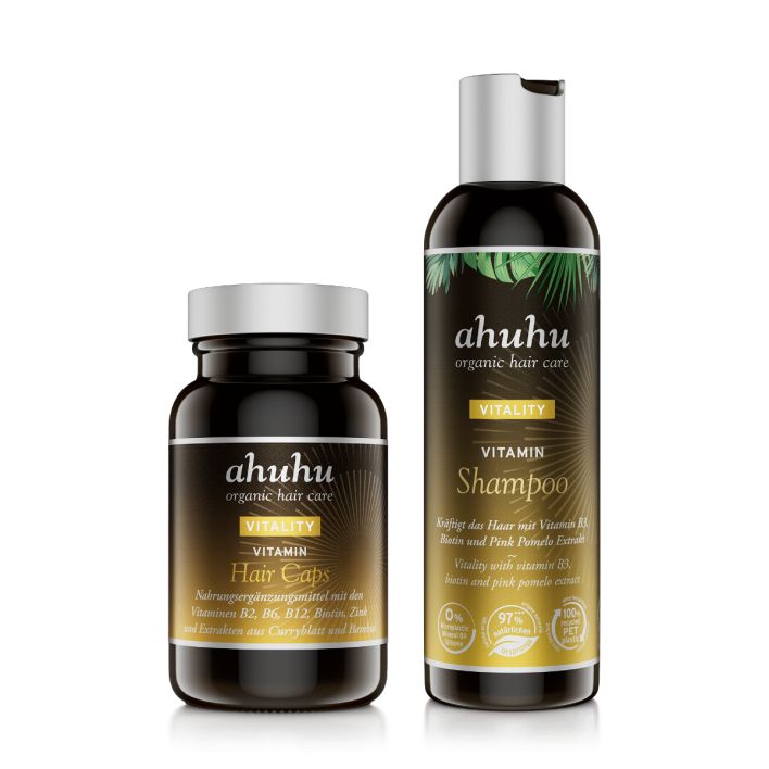 ahuhu VITALITY VITAMIN Shampoing et compléments alimentaires