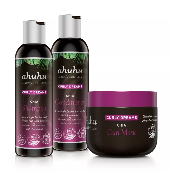ahuhu CURLY DREAMS Chia Shampoo, Conditioner & Hair Mask Set